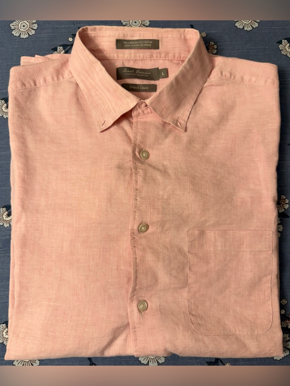 Daniel Crémieux Washed Linen Monceau Shirt – Men’s L – Pale Tulip – EUC